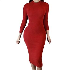 Long Sleeve Turtleneck Bodycon Dress